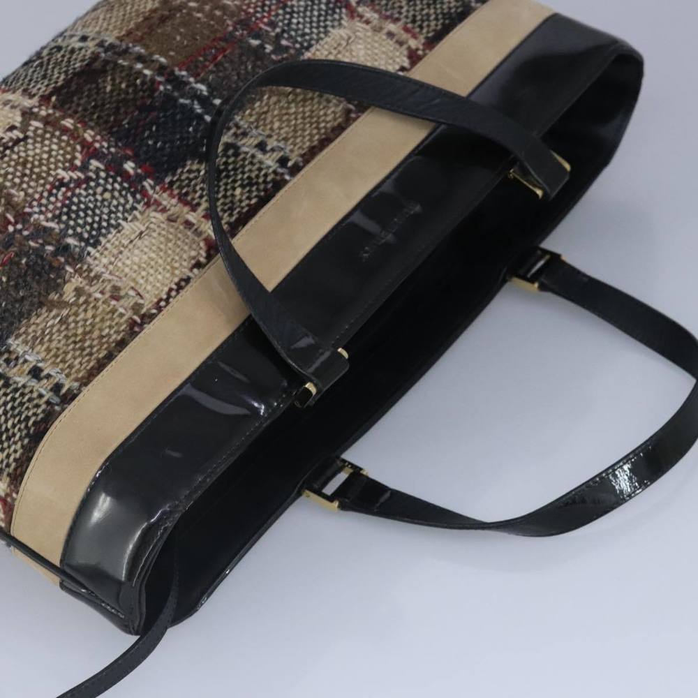 BURBERRY Hand Bag Wool Beige Gold Auth bs19268 - Picture 6 of 16
